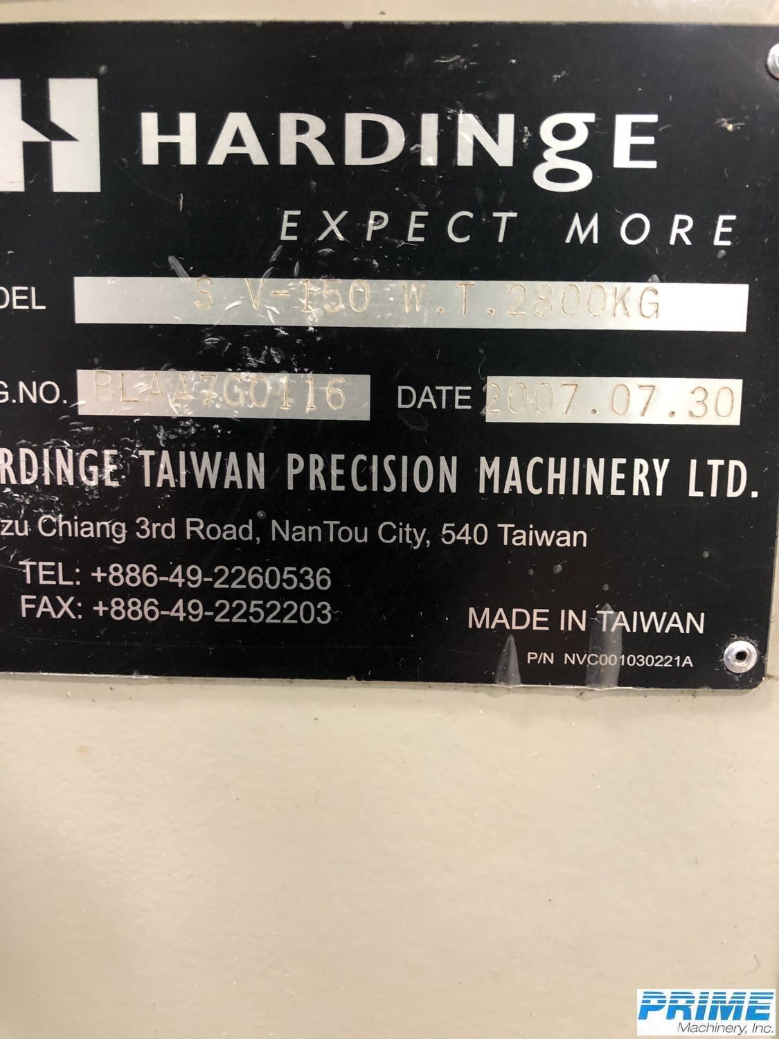 2007 HARDINGE SV150 LATHES, UNIVERSAL, N/C & CNC | Prime Machinery