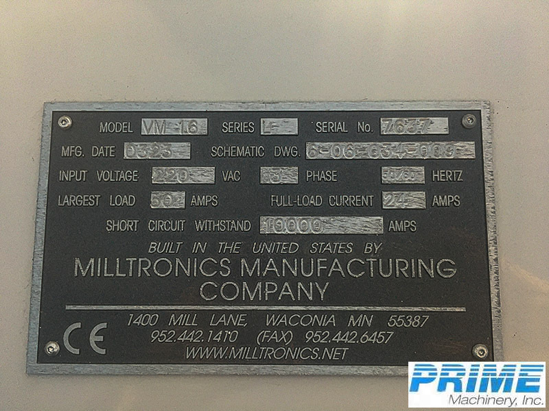 2003 MILLTRONICS VM-16 MACHINING CENTERS, VERT., N/C & CNC | Prime Machinery