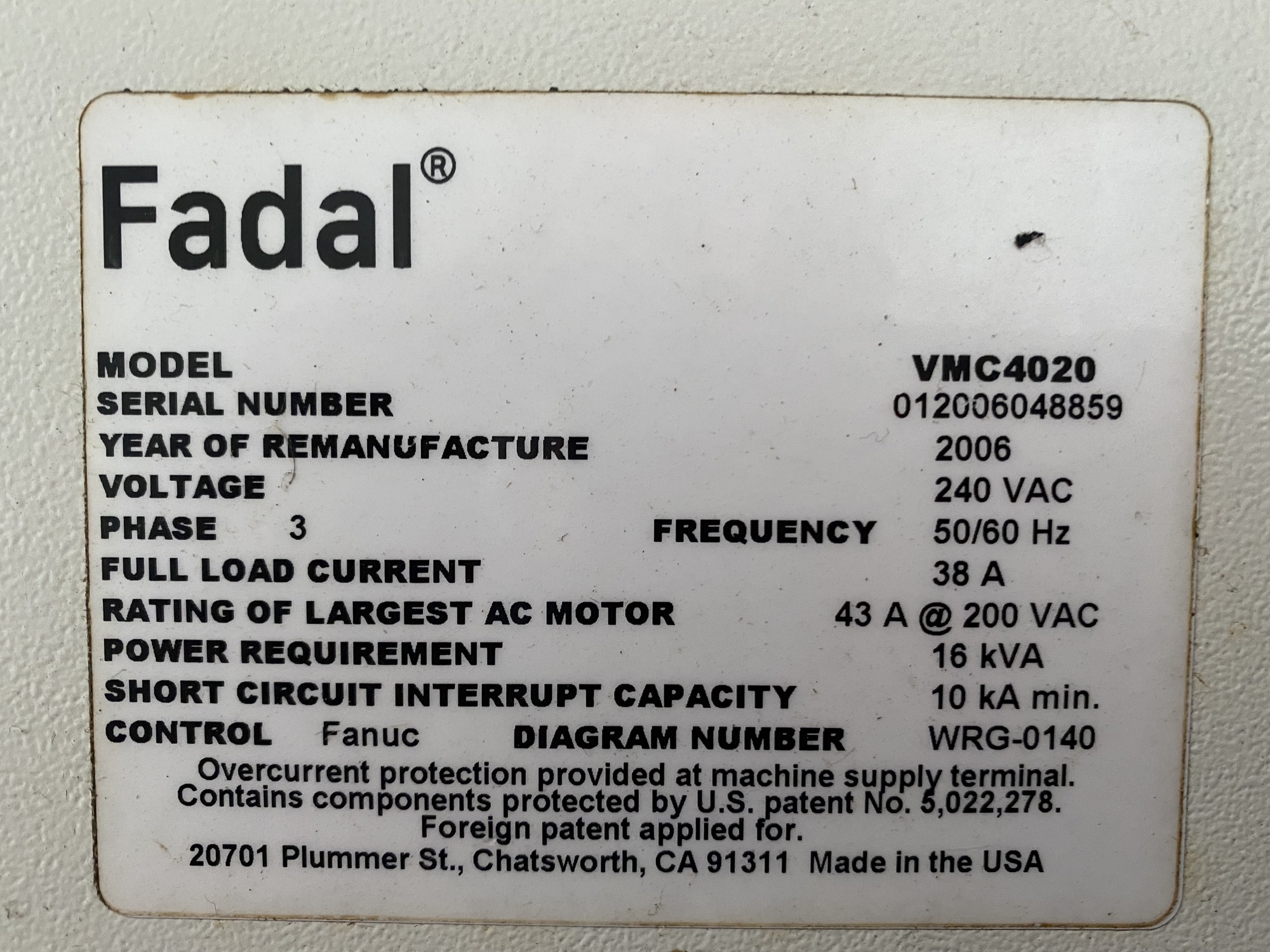 2006 FADAL VMC 4020 MACHINING CENTERS, VERT., N/C & CNC | Prime Machinery