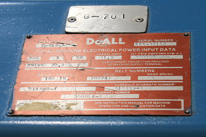 1992 DOALL C-410A SAWS, BAND, HORIZONTAL | Prime Machinery
