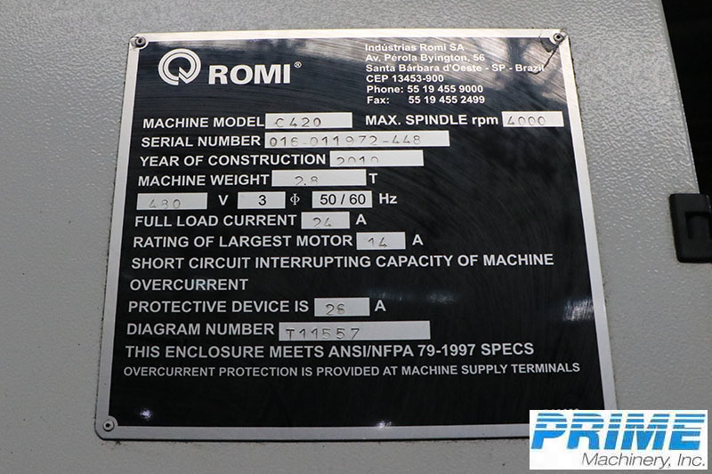 2010 ROMI C-420 LATHES, COMBINATION, N/C & CNC | Prime Machinery